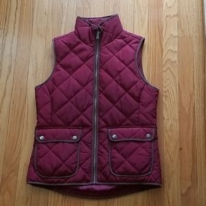 Quilted Zip Up Vest, Dark Red